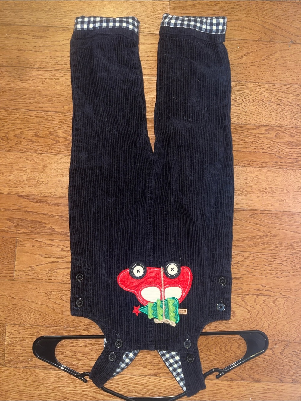 Mud Pie Black Corduroy Overalls with Red Car & Green Tree Applique